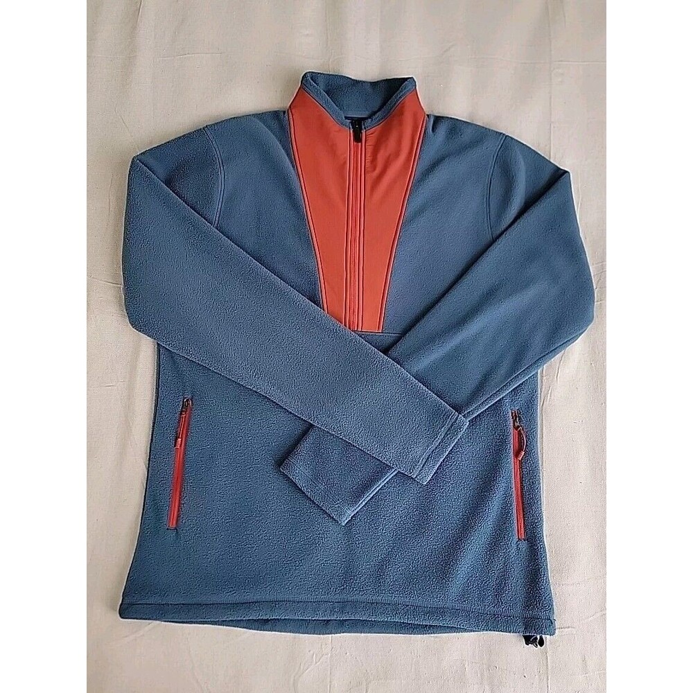 Backcountry‎ Fleece Pullover Mens XL 1/2 Zip Blue Orange Pockets Outdoors Hiking